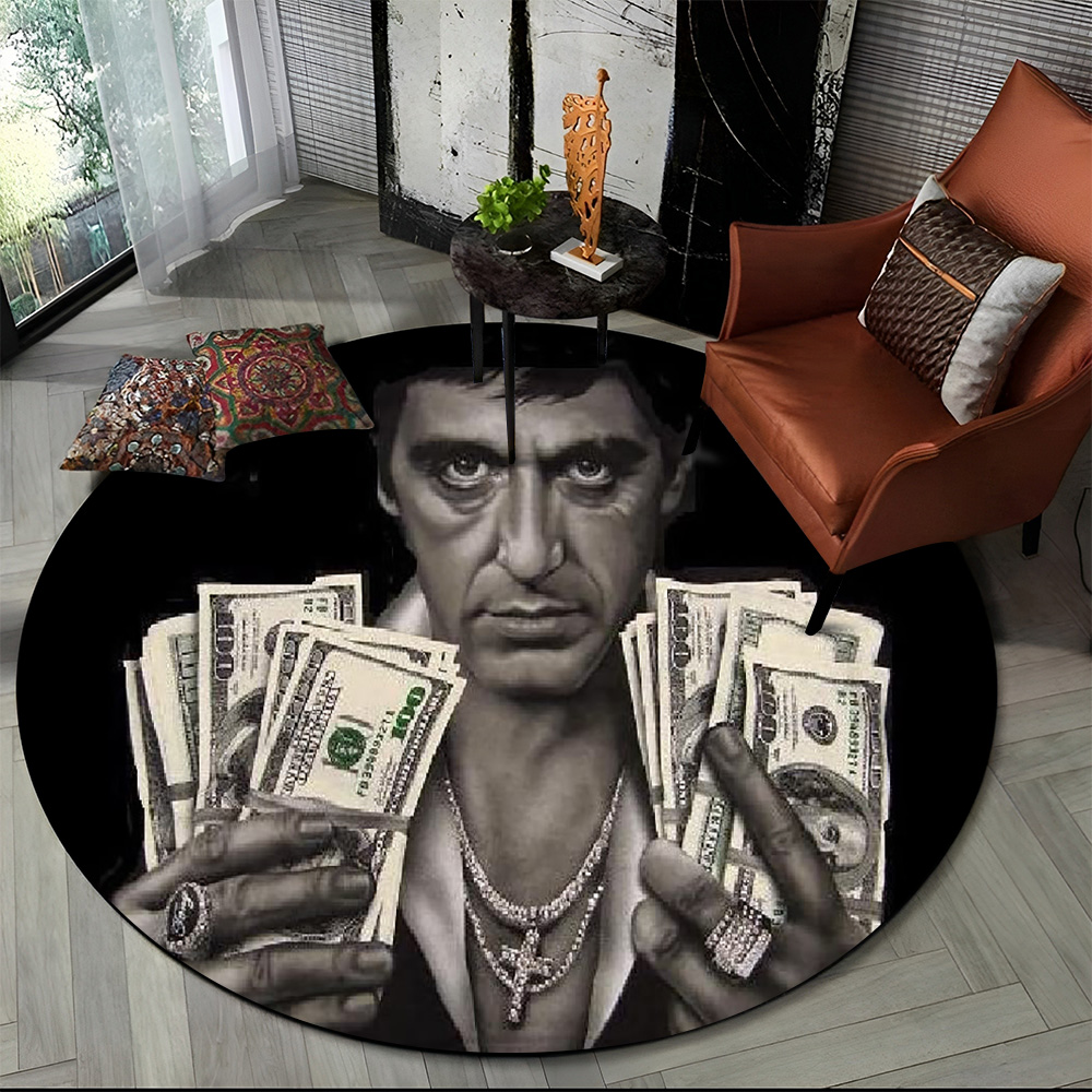 Home Bathroom Movie - Tapis rond imprimé film Scarface Tony