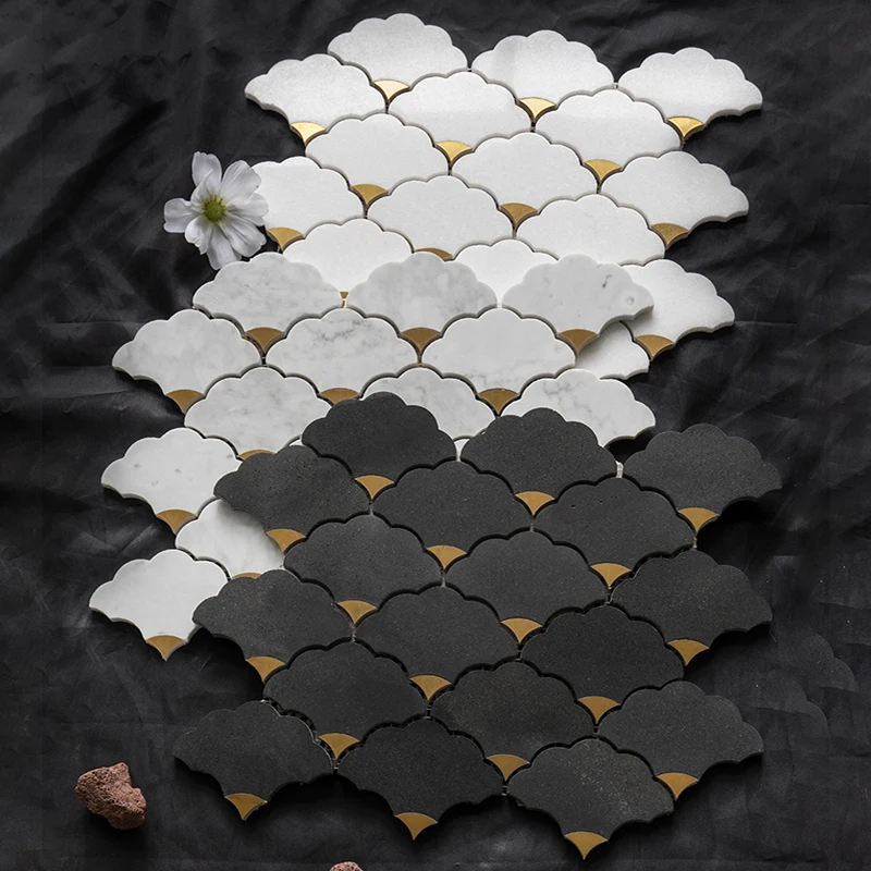 Home Bathroom Tiles Design - Mur en mosaïque de marbre à