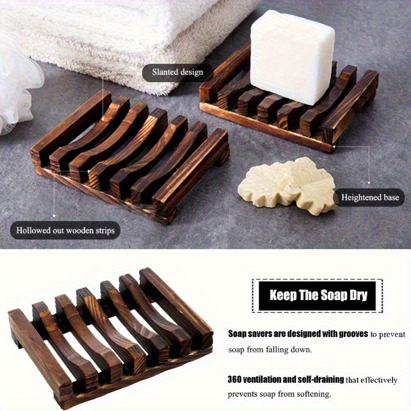 Home Bathroom Vent - Porte-savon en bois naturel, plateau à