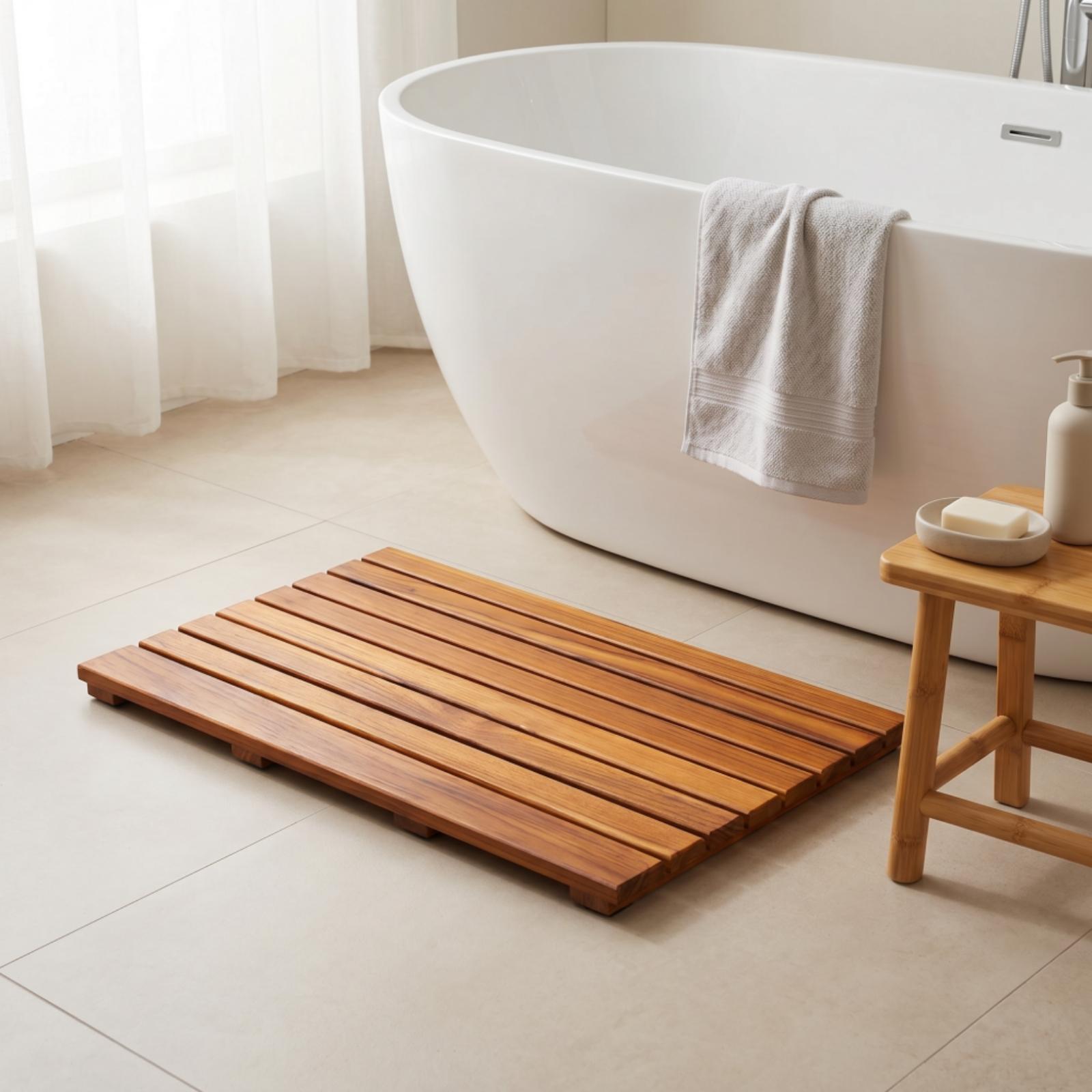 Tapis de douche surélevé en bo - Home Bathroom With Sauna avis et prix