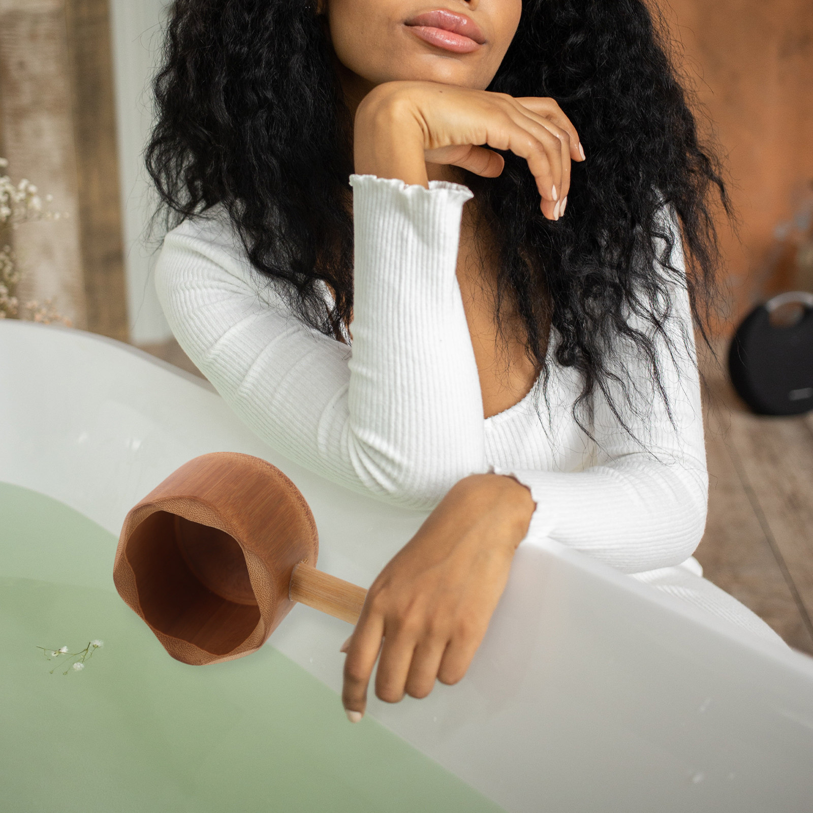 Louche à eau en bambou, design - Home Bathroom With Sauna avis et prix