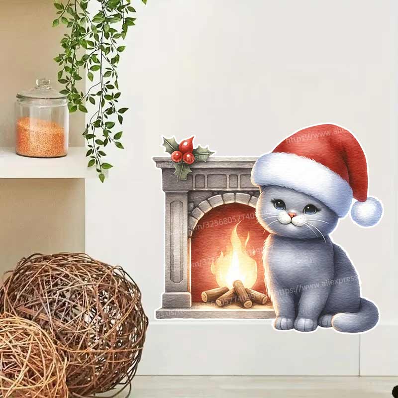Autocollant mural chat de noël - Home Bathroom Tiles Design avis et prix